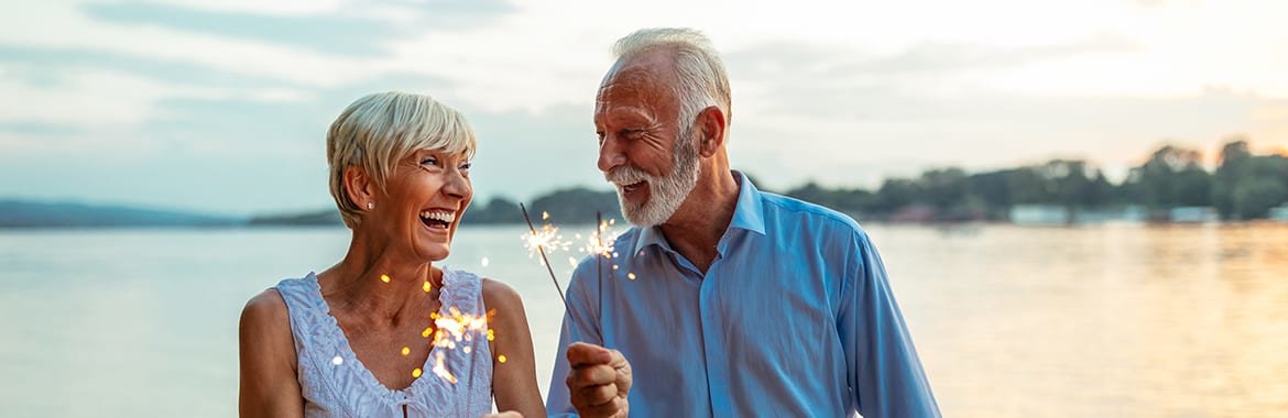 Older couple amused by mild explosives.