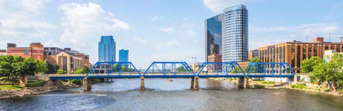 The Blue Bridge in downtown Grand Rapids, Michigan.