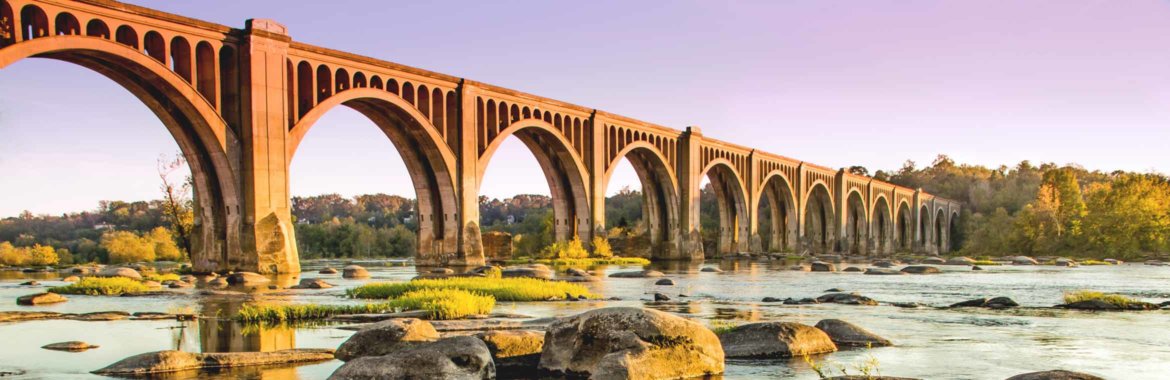 An image of the scenic James River railway bridge in Virginia.