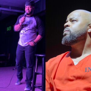 Marcus Mason performing as a comedian and actor.