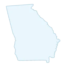 Outline map of the state of Georgia, USA, depicted in light blue.