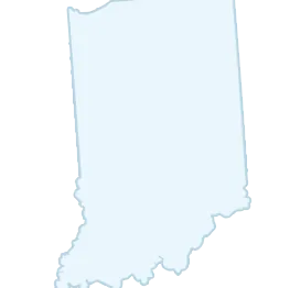 Outline map of the state of Indiana with light blue shading.