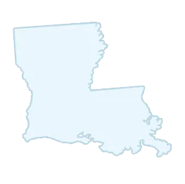 Outline map of the state of Louisiana.