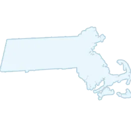 Outline of the state of Massachusetts rendered in light blue on a white background.