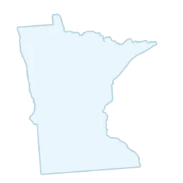Outline map of the state of Minnesota in light blue.