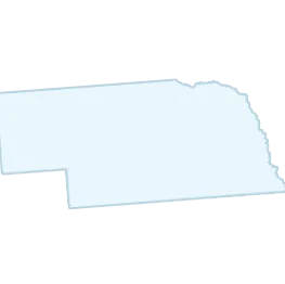 Outline map of Nebraska, a state in the central United States, without any markings or labels.