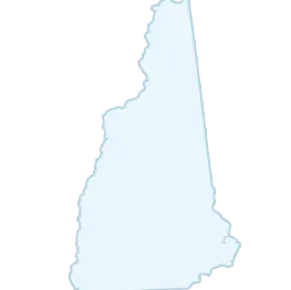 Outline of the state of New Hampshire in light blue.