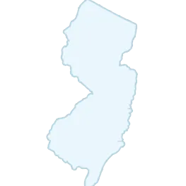 Outline map of New Jersey in light blue.