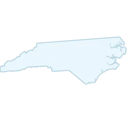 A light blue silhouette of the state of North Carolina.