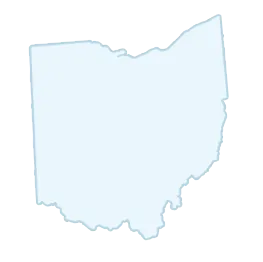 A light blue map outline of the state of Ohio.