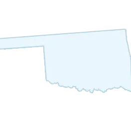 Outline map of the U.S. state of Oklahoma, showing its distinct panhandle and irregular borders. The map is empty without any labels or additional details.