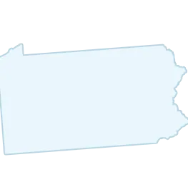 Outline of the state of Pennsylvania in light blue.