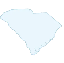 A light blue, outline map of South Carolina, showing its distinctive overall shape without any additional geographical features or labels.