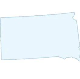 Outline of the state of South Dakota in a light blue color.