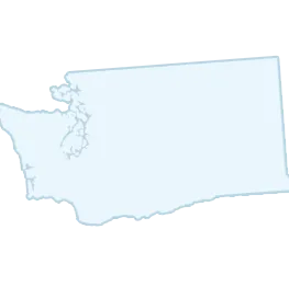 Outline of the state of Washington, USA, in light blue.