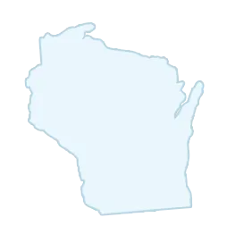 Light blue outline map of the state of Wisconsin.