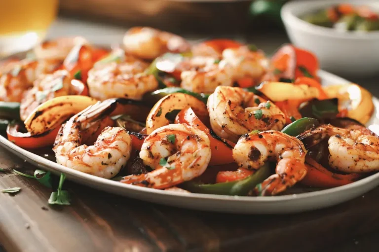 A plate of grilled shrimp for fajitas.